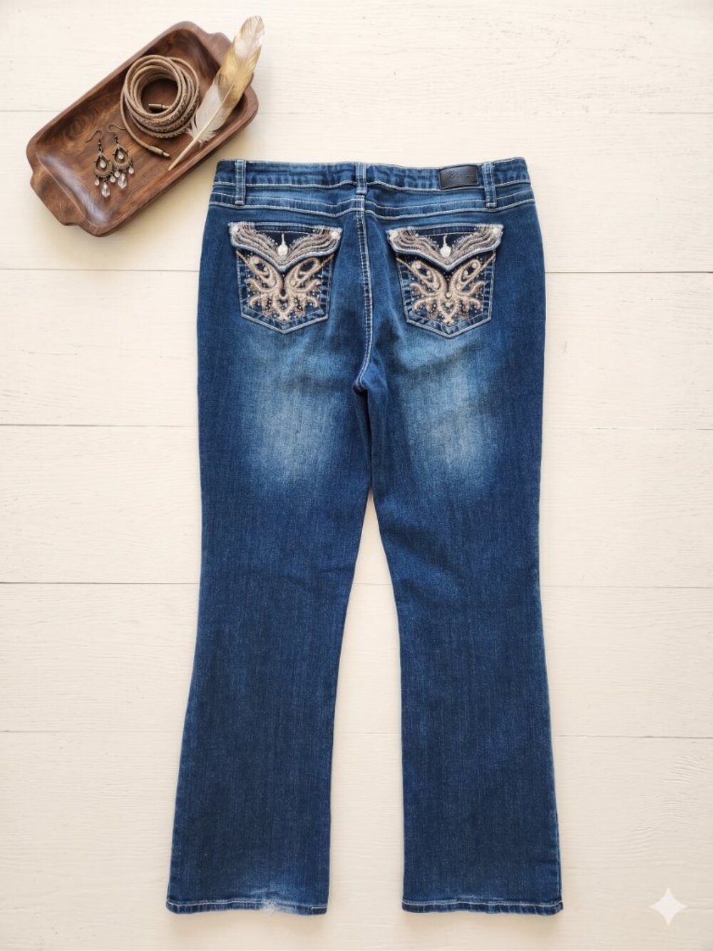Earl Jeans Blue Boot Cut Jeans with Embellished Back Pocket